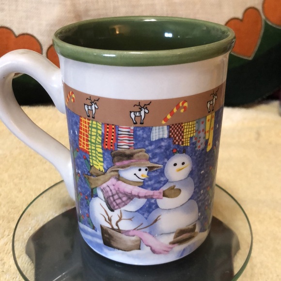 Vintage Greenbrier International, Snowman 16oz Stoneware Coffee Mug 4.75”x3.5” - Picture 3 of 6